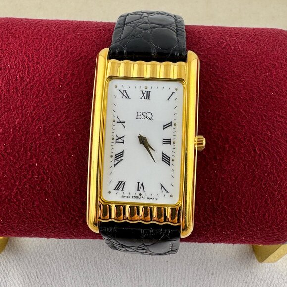 Vintage UNISEX Movado Esquire Sculptured Tank with a curved case